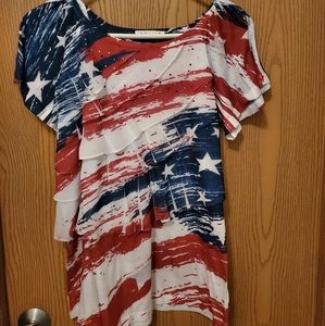 Red white and blue blouse